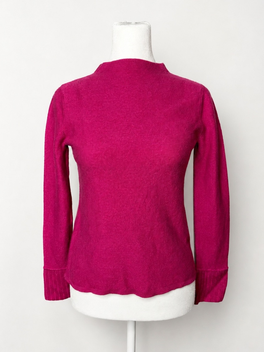 Club Monaco 100% Wool Mockneck Sweater Fuchsia XS Small Cropped